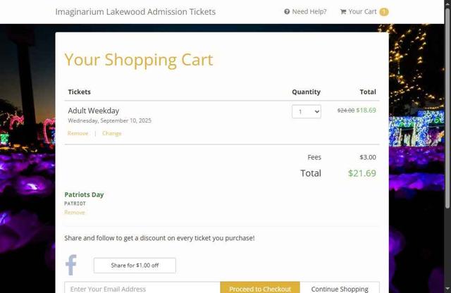 Imaginarium checkout page showing Imaginarium promo code box | Screenshot taken by SimplyCodes community member on Sep 9, 2025