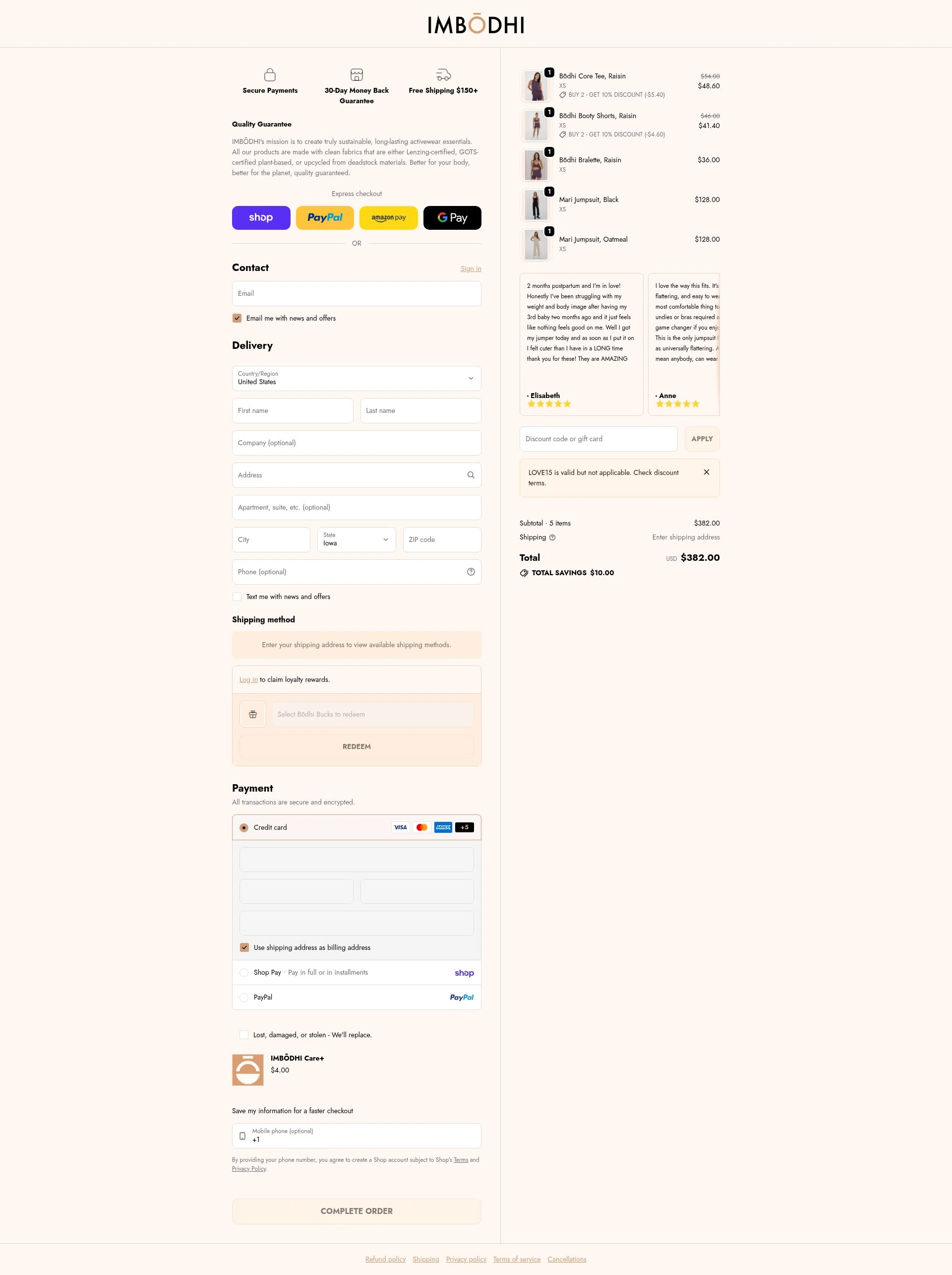 Imbōdhi checkout page showing Imbōdhi promo code box | Screenshot taken by SimplyCodes community member on Feb 17, 2026