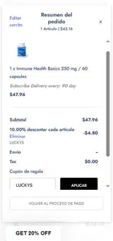 LUCKYS coupon verification screenshot