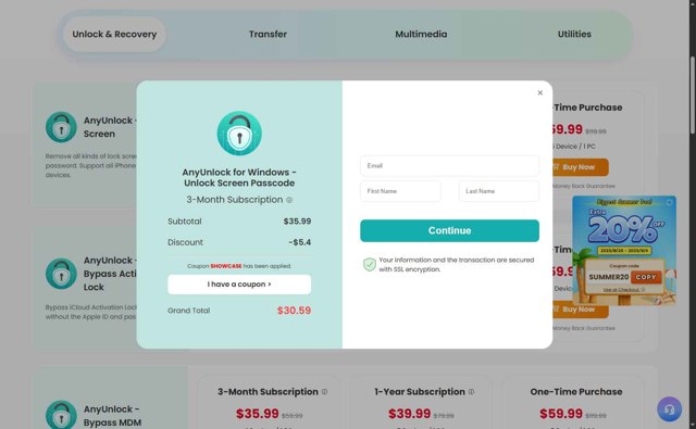 iMobie checkout page showing iMobie promo code box | Screenshot taken by SimplyCodes community member on Sep 1, 2025
