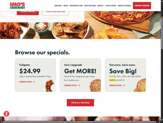 Imo's Pizza checkout page showing Imo's Pizza coupon code box | Screenshot taken by SimplyCodes community member on Sep 6, 2025