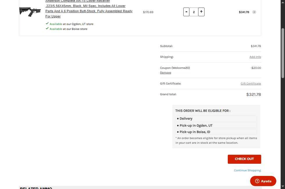 Impact Guns checkout page showing Impact Guns promo code box | Screenshot taken by SimplyCodes community member on Jan 7, 2026