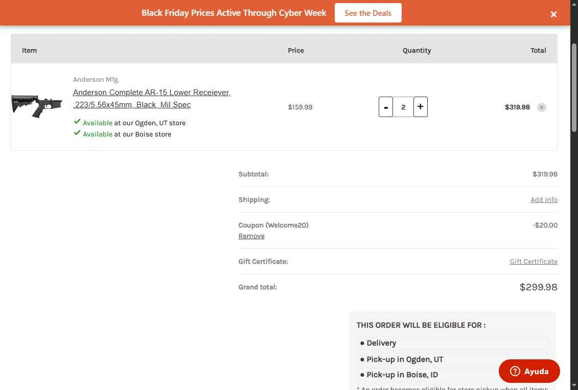 Impact Guns checkout page showing Impact Guns promo code box | Screenshot taken by SimplyCodes community member on Dec 7, 2025