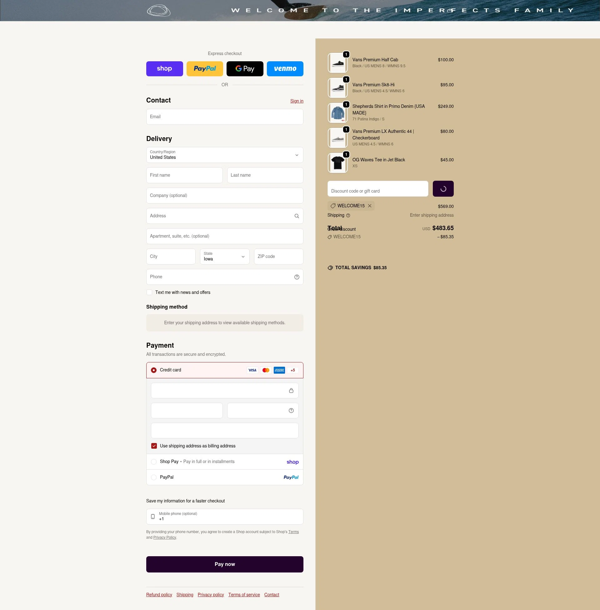 Imperfects checkout page showing Imperfects discount code box | Screenshot taken by SimplyCodes community member on Feb 17, 2026