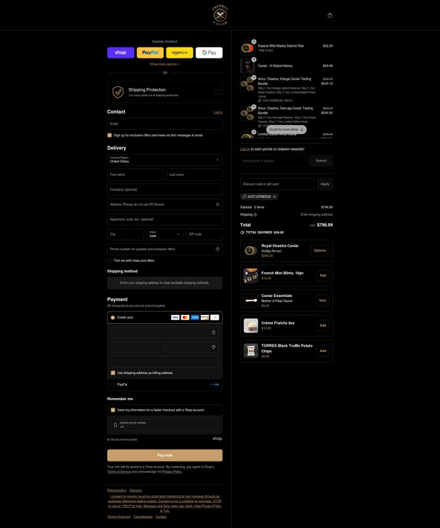 Imperia Caviar checkout page showing Imperia Caviar discount code box | Screenshot taken by SimplyCodes community member on Sep 7, 2025