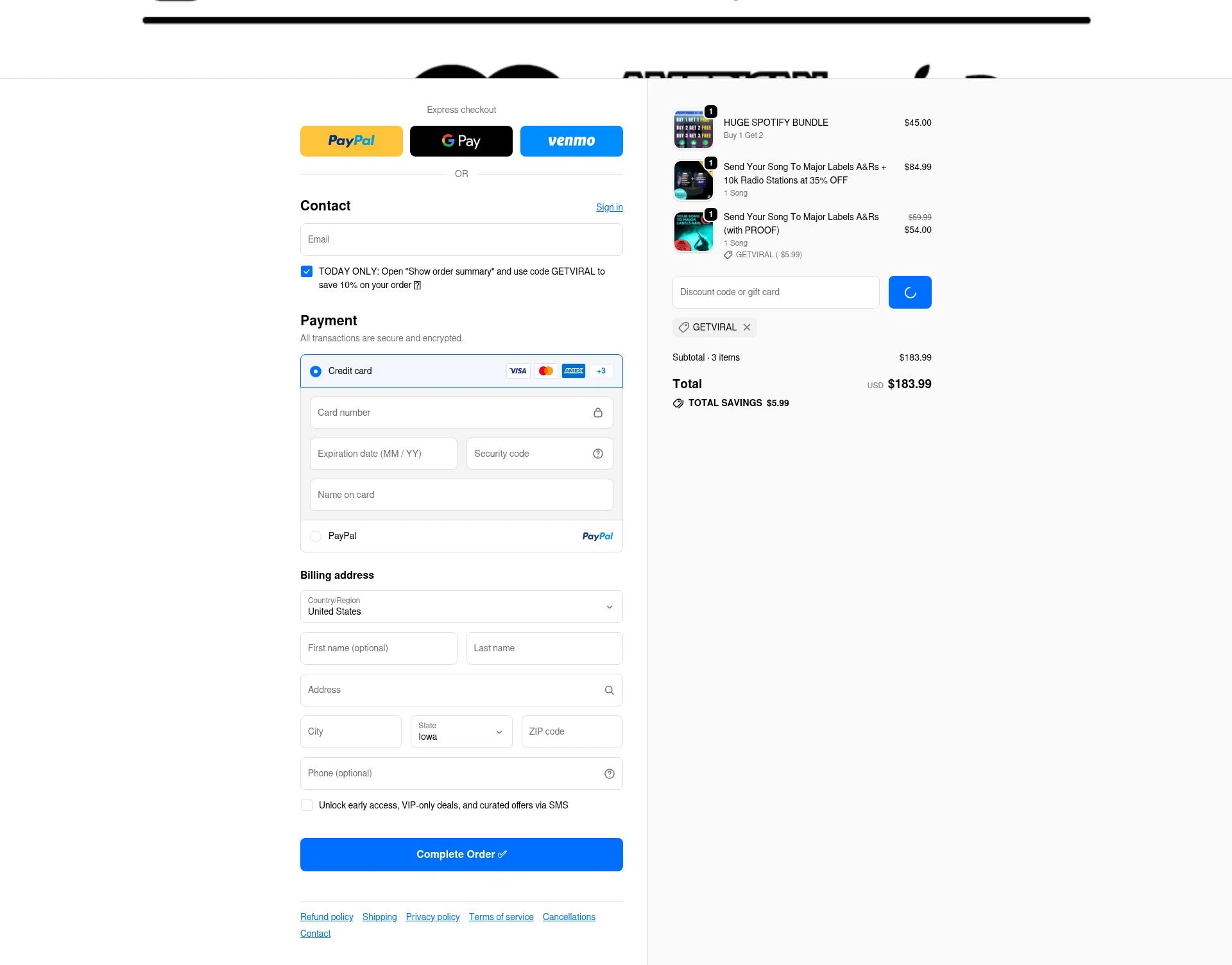 Imperium Network checkout page showing Imperium Network promo code box | Screenshot taken by SimplyCodes community member on Feb 7, 2026
