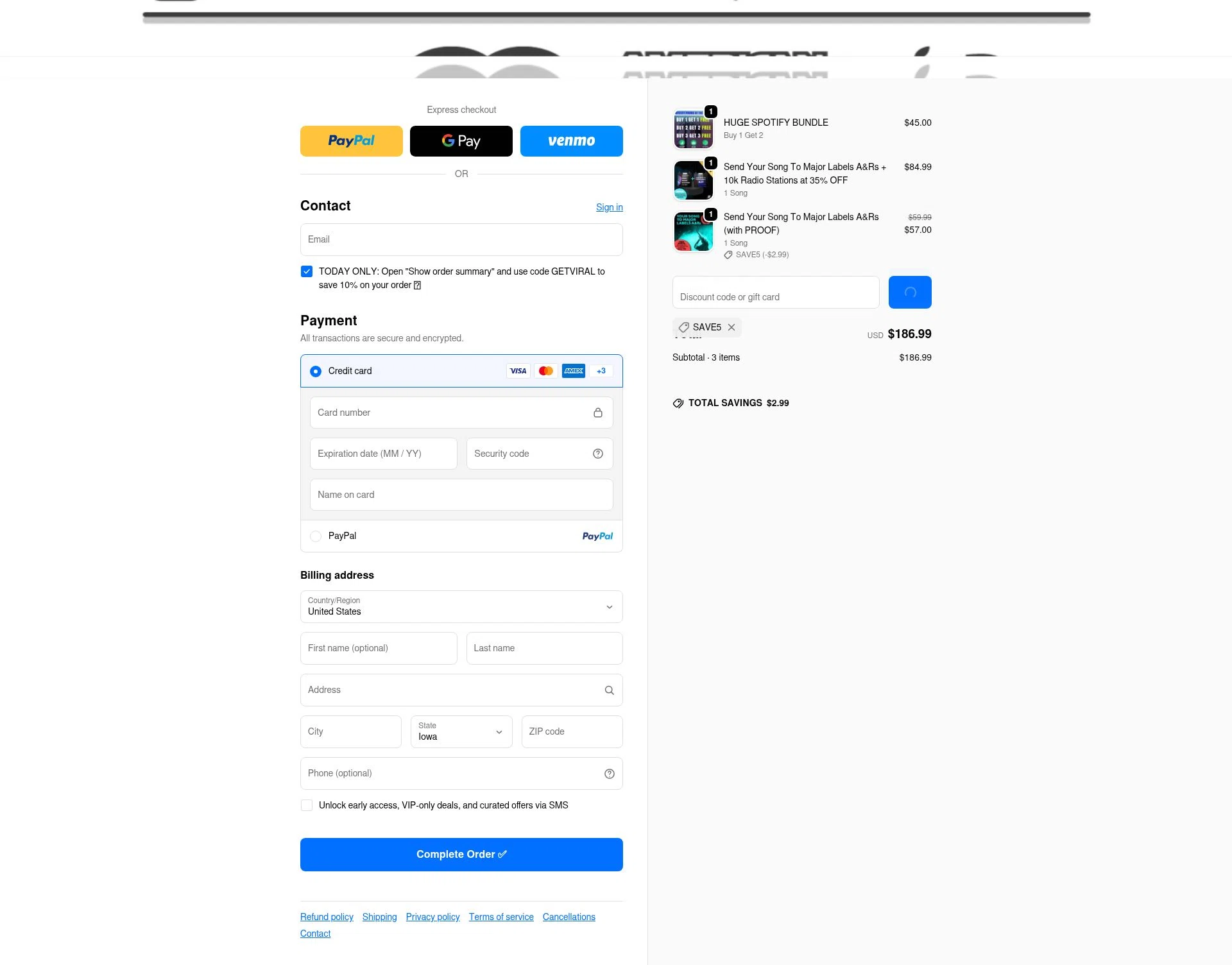 Imperium Network checkout page showing Imperium Network promo code box | Screenshot taken by SimplyCodes community member on Feb 7, 2026