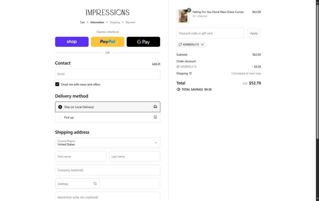 Impressions checkout page showing Impressions coupon code box | Screenshot taken by SimplyCodes community member on Sep 8, 2025