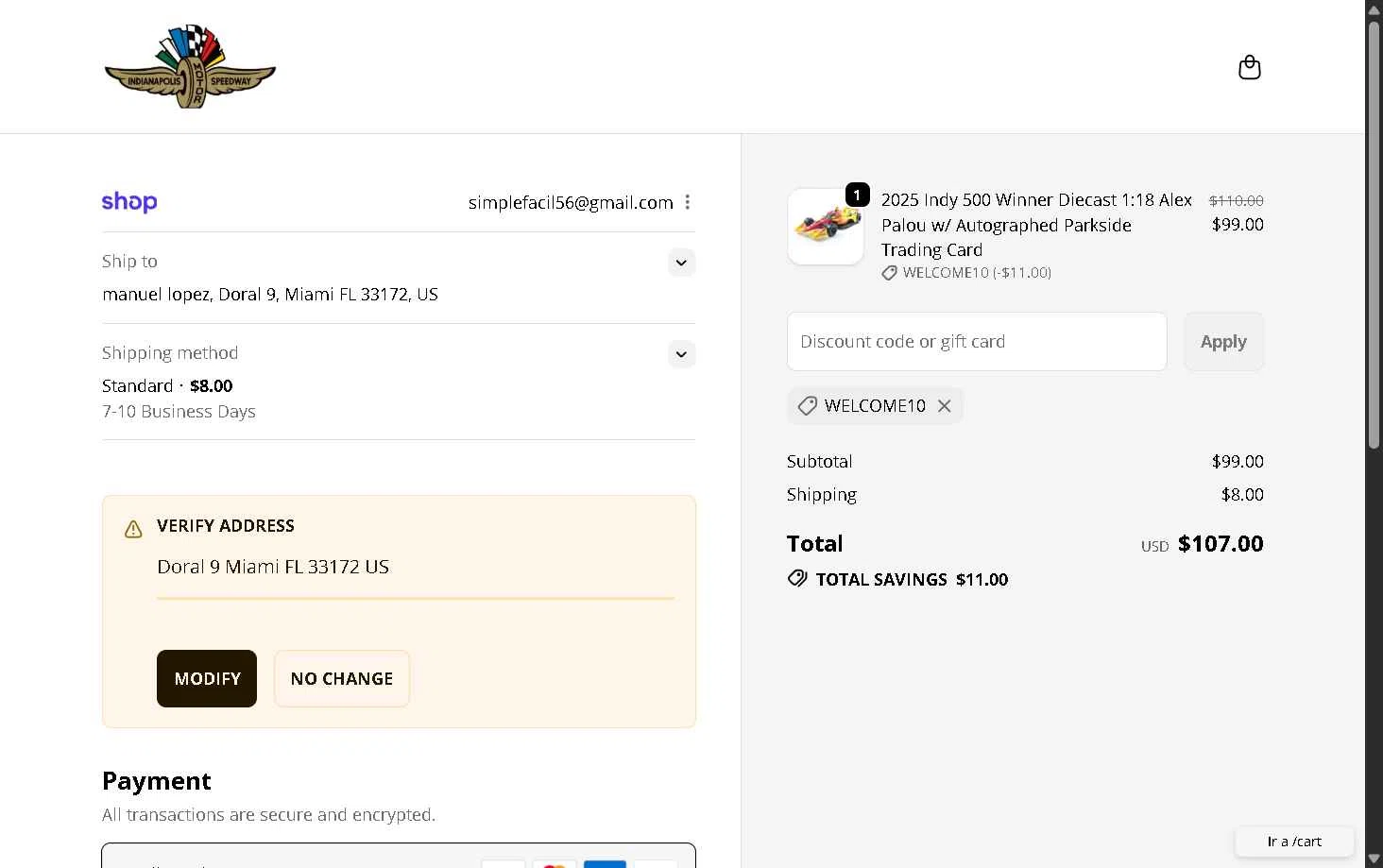 IMS Shop checkout page showing IMS Shop coupon code box | Screenshot taken by SimplyCodes community member on Nov 10, 2025