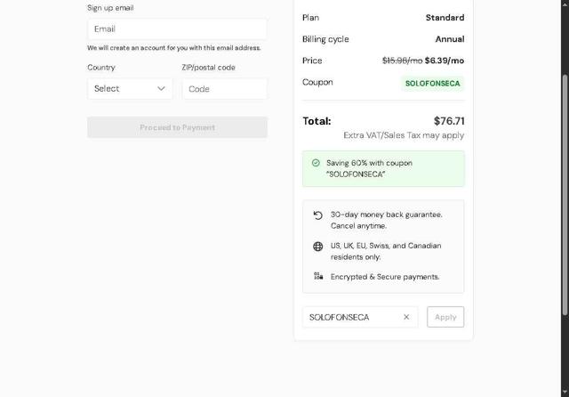 Incogni checkout page showing Incogni coupon code box | Screenshot taken by SimplyCodes community member on Aug 18, 2025