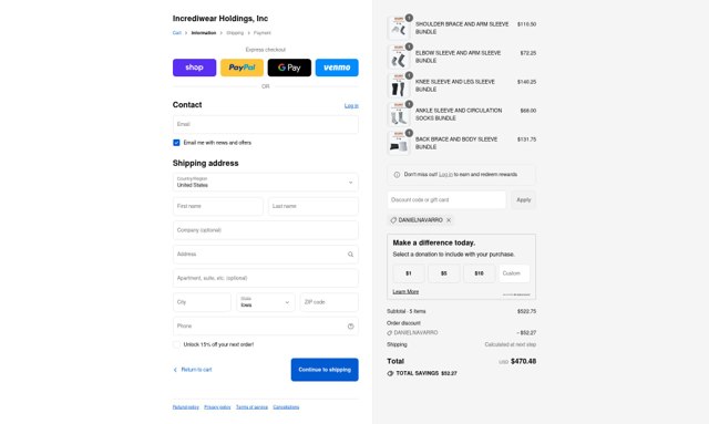 Incrediwear checkout page showing Incrediwear discount code box | Screenshot taken by SimplyCodes community member on Sep 7, 2025