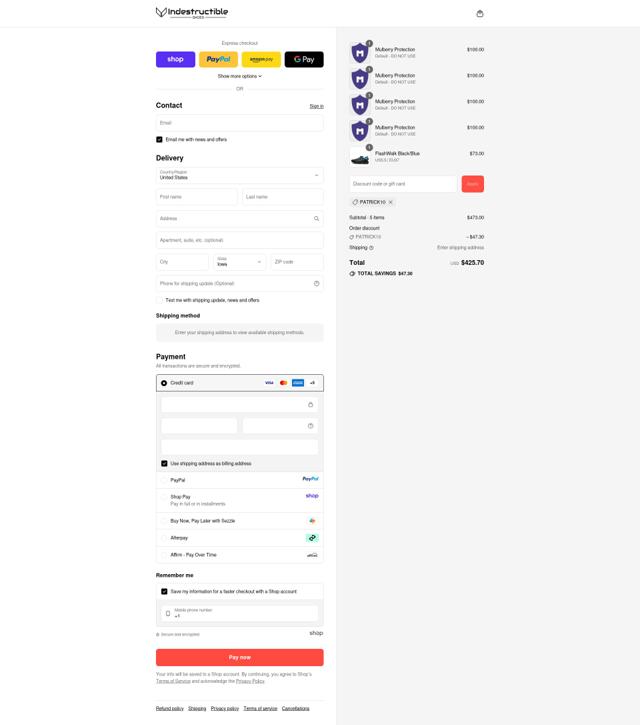 Indestructible Shoes checkout page showing Indestructible Shoes discount code box | Screenshot taken by SimplyCodes community member on Sep 13, 2025