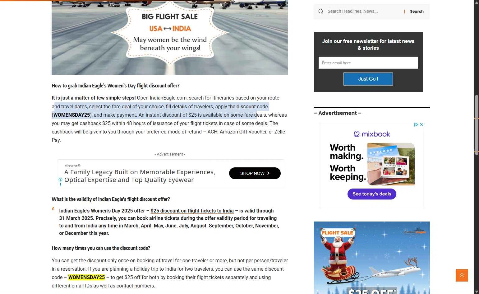 Indian Eagle checkout page showing Indian Eagle coupon code box | Screenshot taken by SimplyCodes community member on Jan 23, 2026