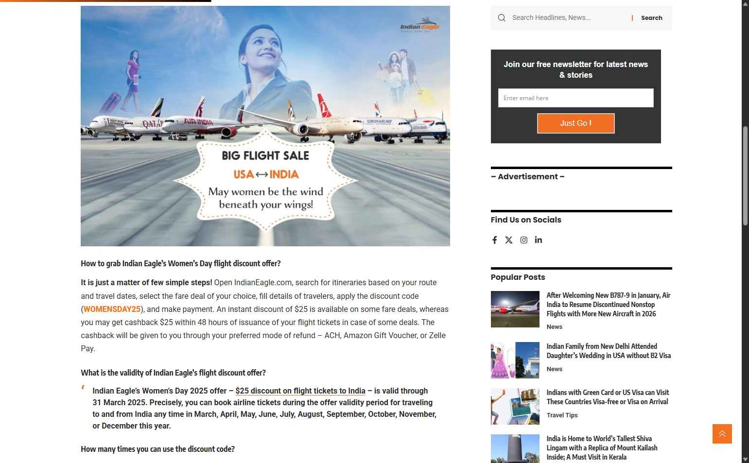 Indian Eagle checkout page showing Indian Eagle coupon code box | Screenshot taken by SimplyCodes community member on Jan 29, 2026