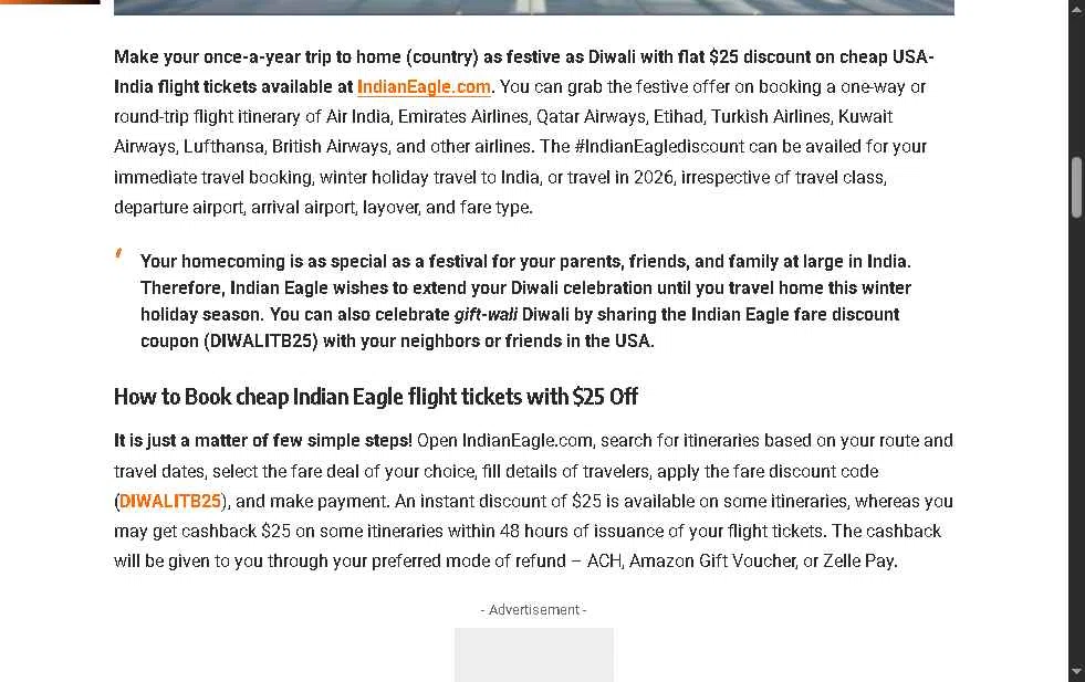 Indian Eagle checkout page showing Indian Eagle coupon code box | Screenshot taken by SimplyCodes community member on Feb 4, 2026