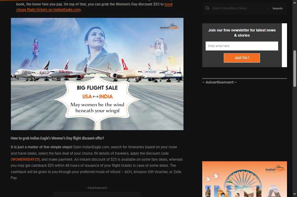 Indian Eagle checkout page showing Indian Eagle coupon code box | Screenshot taken by SimplyCodes community member on Feb 6, 2026