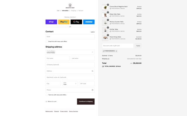Industry West checkout page showing Industry West promo code box | Screenshot taken by SimplyCodes community member on Aug 29, 2025