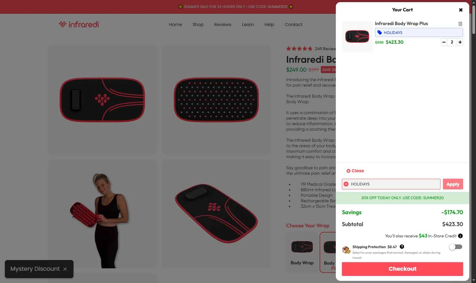 Infraredi checkout page showing Infraredi discount code box | Screenshot taken by SimplyCodes community member on Jan 26, 2026