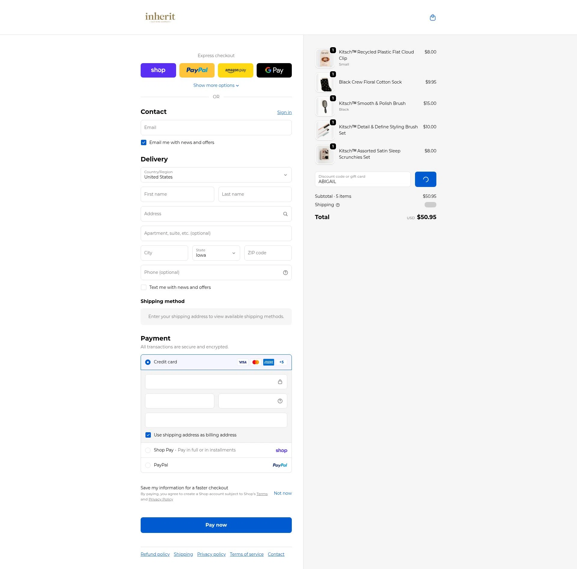 Inherit checkout page showing Inherit coupon code box | Screenshot taken by SimplyCodes community member on Feb 16, 2026