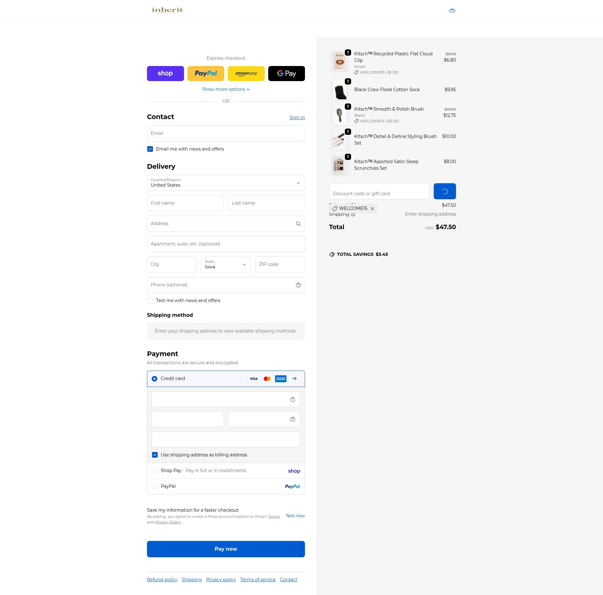 Inherit checkout page showing Inherit coupon code box | Screenshot taken by SimplyCodes community member on Feb 16, 2026