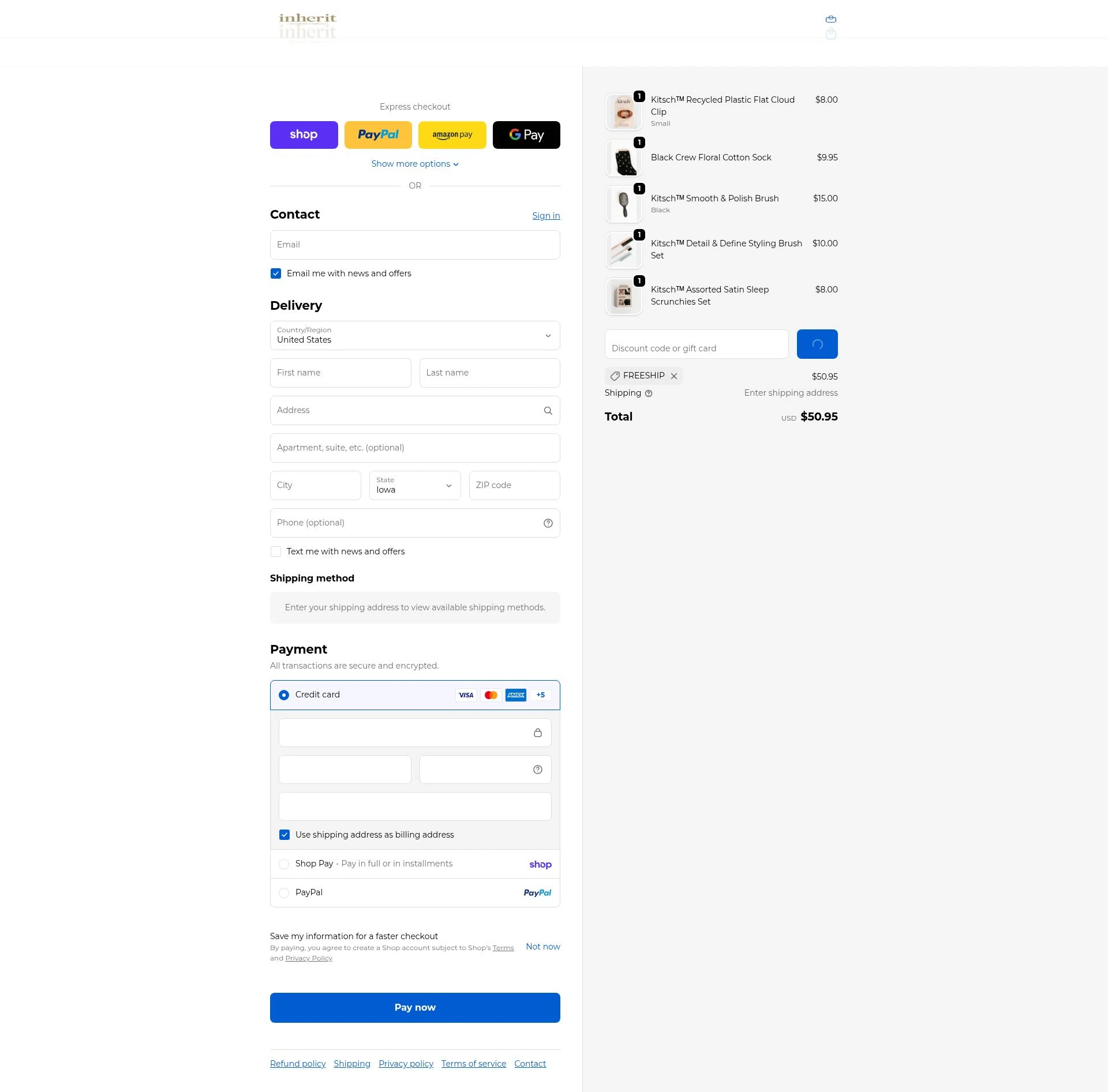 Inherit checkout page showing Inherit coupon code box | Screenshot taken by SimplyCodes community member on Feb 16, 2026