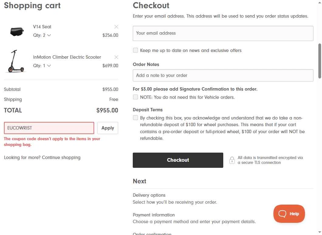 InMotion checkout page showing InMotion coupon code box | Screenshot taken by SimplyCodes community member on Oct 14, 2025