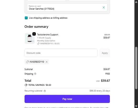 Innerbody Research checkout page showing Innerbody Research promo code box | Screenshot taken by SimplyCodes community member on Nov 28, 2025