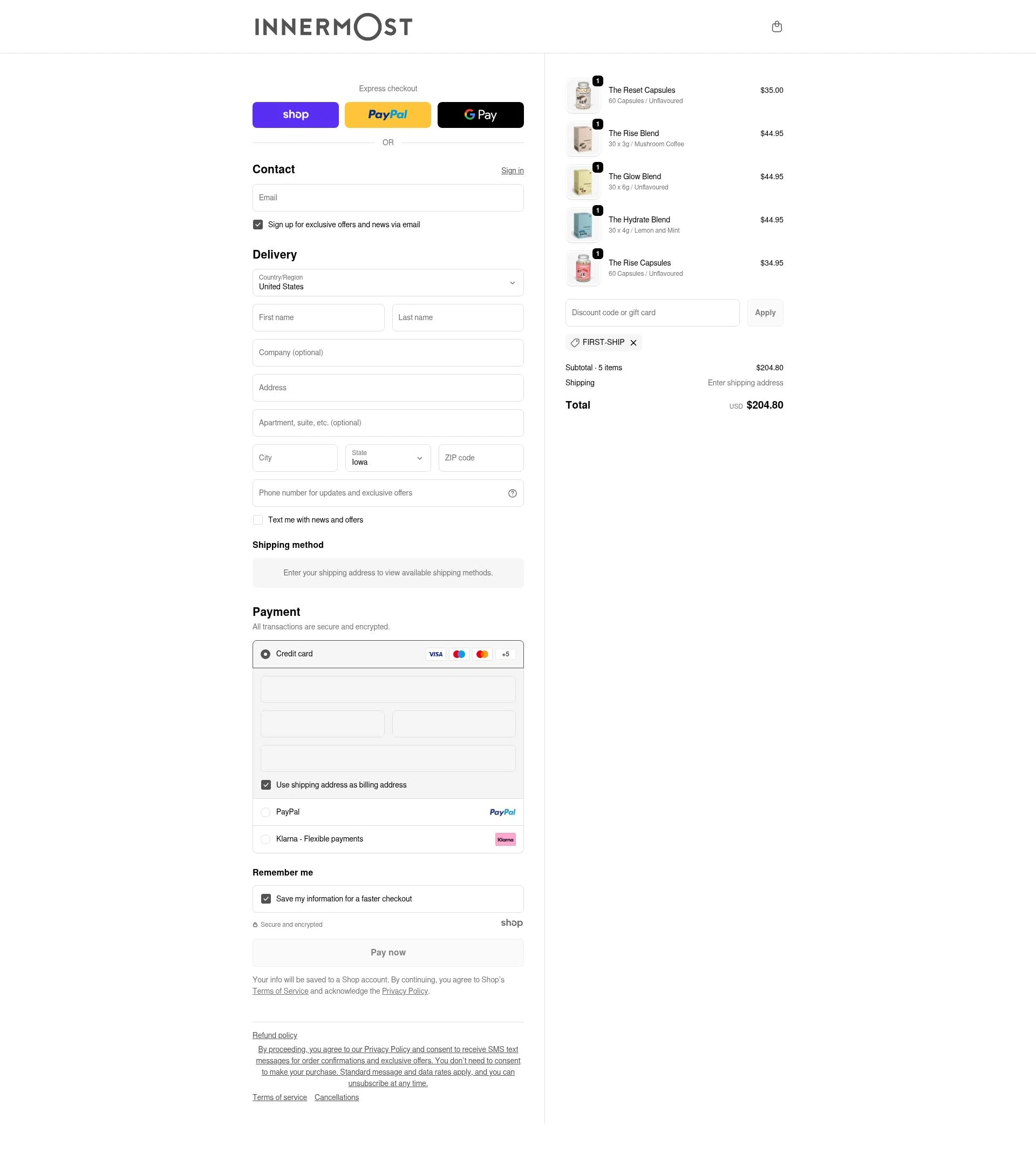 Innermost checkout page showing Innermost discount code box | Screenshot taken by SimplyCodes community member on Jan 9, 2026