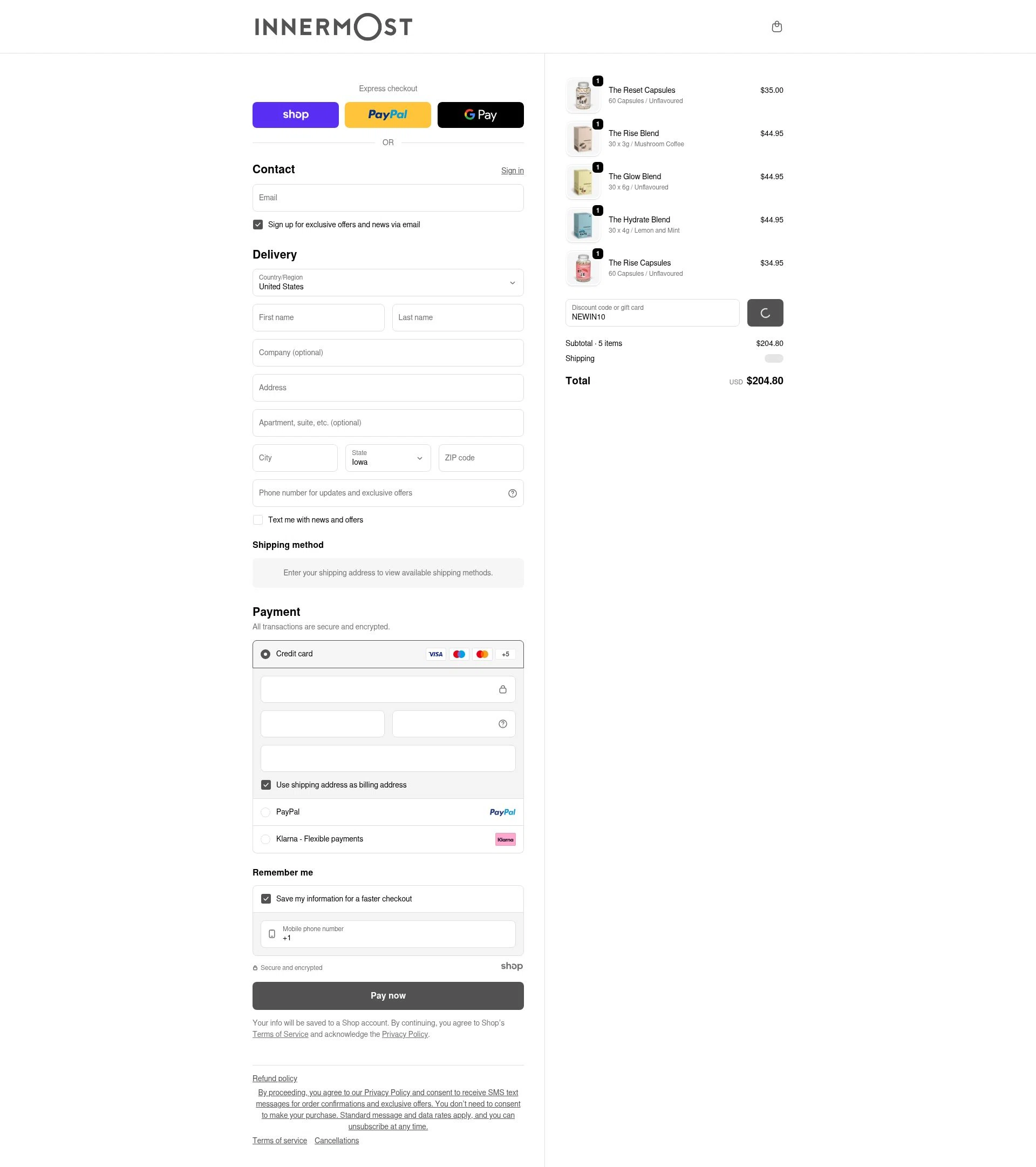 Innermost checkout page showing Innermost discount code box | Screenshot taken by SimplyCodes community member on Jan 4, 2026