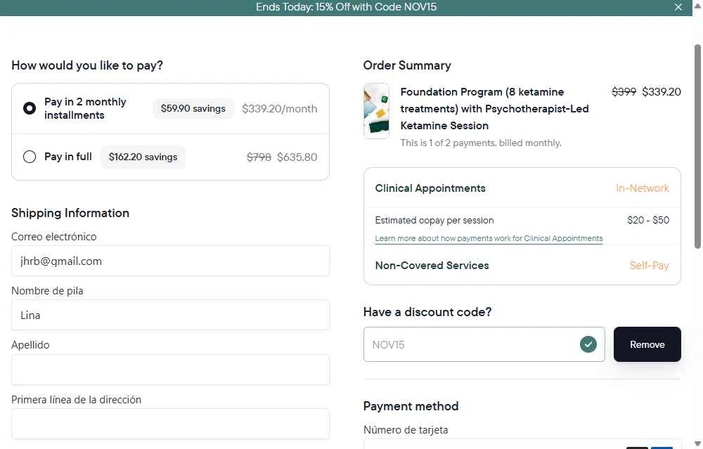 Innerwell checkout page showing Innerwell discount code box | Screenshot taken by SimplyCodes community member on Nov 18, 2025