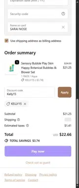 Kelly15 coupon verification screenshot