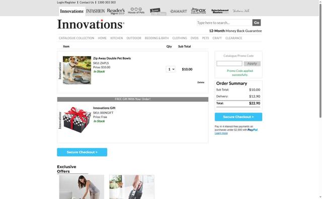 Innovations checkout page showing Innovations promo code box | Screenshot taken by SimplyCodes community member on Jul 30, 2025