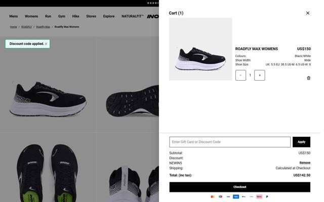 Inov-8 UK checkout page showing Inov-8 UK promo code box | Screenshot taken by SimplyCodes community member on Sep 13, 2025