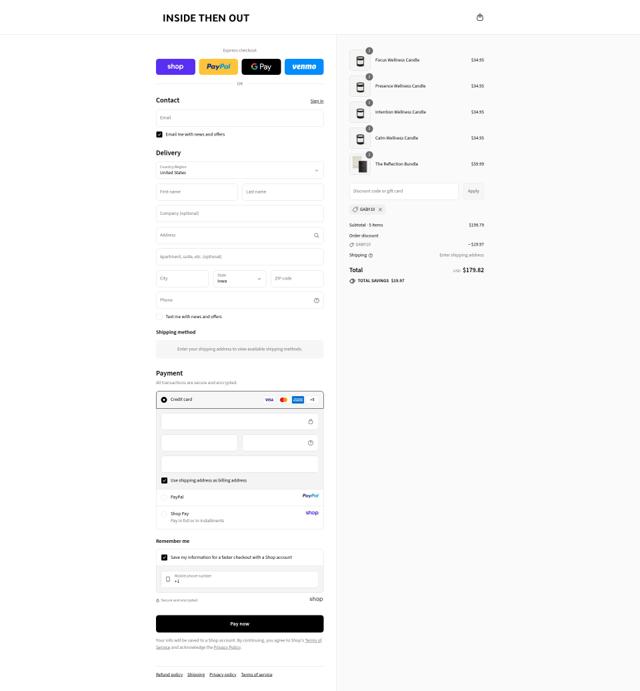 Inside Then Out checkout page showing Inside Then Out discount code box | Screenshot taken by SimplyCodes community member on Sep 10, 2025