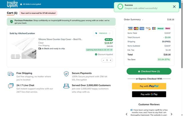 Inspire Uplift checkout page showing Inspire Uplift coupon code box | Screenshot taken by SimplyCodes community member on May 27, 2025