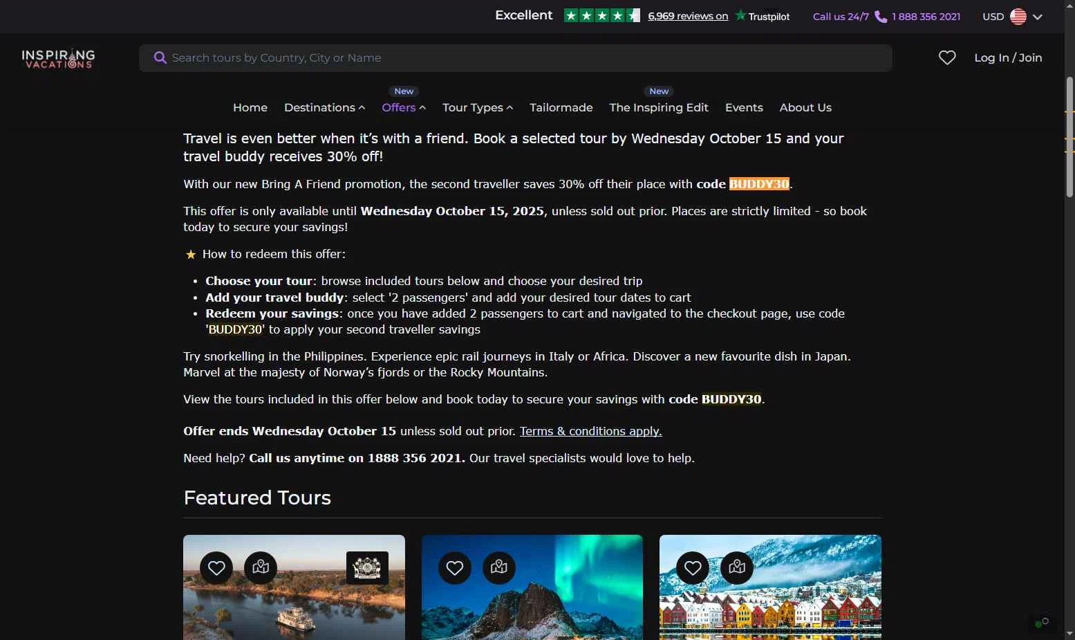 Inspiring Vacations checkout page showing Inspiring Vacations discount code box | Screenshot taken by SimplyCodes community member on Jan 4, 2026