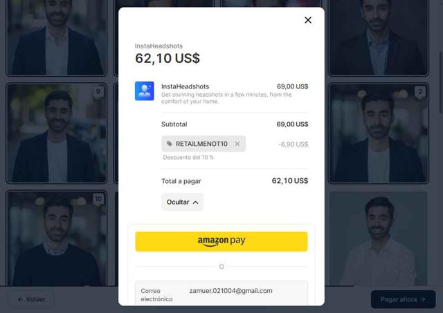 InstaHeadshots checkout page showing InstaHeadshots promo code box | Screenshot taken by SimplyCodes community member on Aug 24, 2025