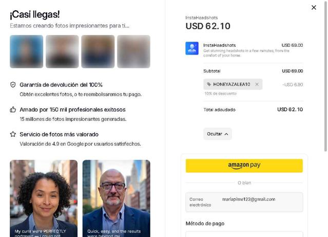 InstaHeadshots checkout page showing InstaHeadshots promo code box | Screenshot taken by SimplyCodes community member on Jun 25, 2025