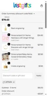 20TAZA coupon verification screenshot