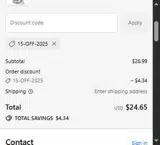 15-off-2025 coupon verification screenshot