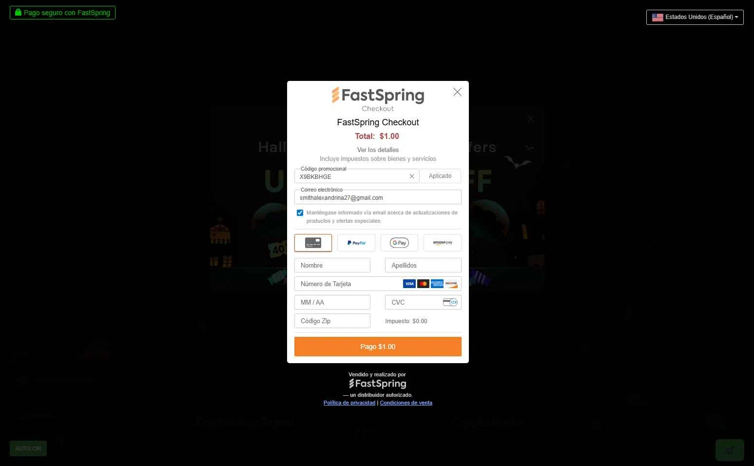 intellectia.AI checkout page showing intellectia.AI promo code box | Screenshot taken by SimplyCodes community member on Oct 29, 2025