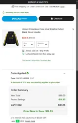 CAPSCLUB2626 coupon verification screenshot