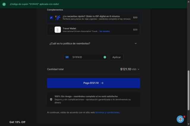 International Drivers Association checkout page showing International Drivers Association coupon code box | Screenshot taken by SimplyCodes community member on Aug 7, 2025