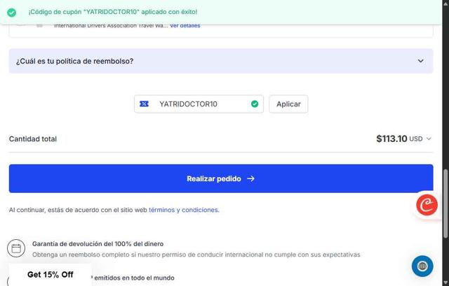 International Drivers Association checkout page showing International Drivers Association coupon code box | Screenshot taken by SimplyCodes community member on Aug 21, 2025