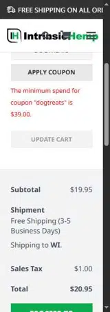 DOGTREATS coupon verification screenshot
