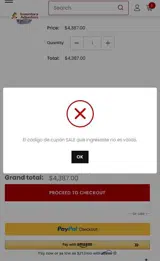 SALE coupon verification screenshot