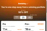 Investing Pro Plus coupon verification screenshot