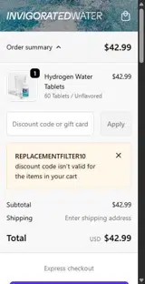 REPLACEMENTFILTER10 coupon verification screenshot