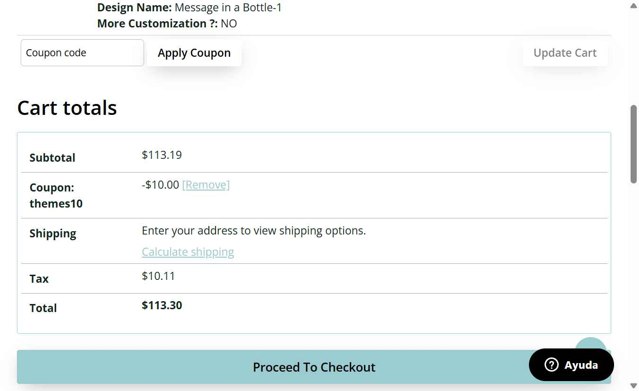 Invitation In A Bottle checkout page showing Invitation In A Bottle coupon code box | Screenshot taken by SimplyCodes community member on May 10, 2025