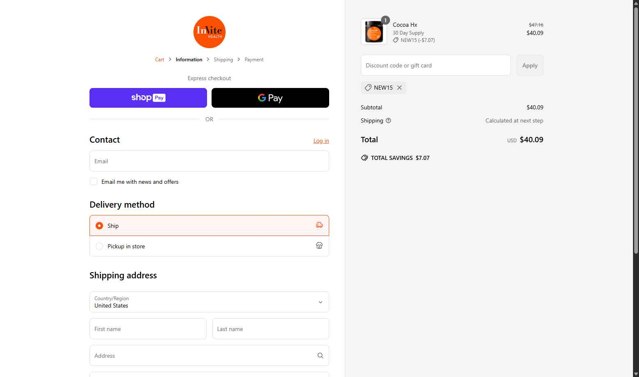 Invite Health checkout page showing Invite Health promo code box | Screenshot taken by SimplyCodes community member on May 20, 2025
